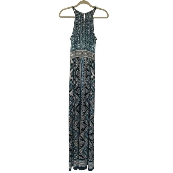 London Times Blue Black Sleeveless Long Maxi Dress Women’s Size 12 Large Summer - Picture 4 of 7